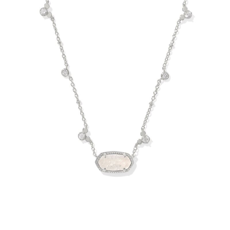 Disney Silver Mickey Mouse Elisa Short Pendant Necklace in Iridescent Drusy