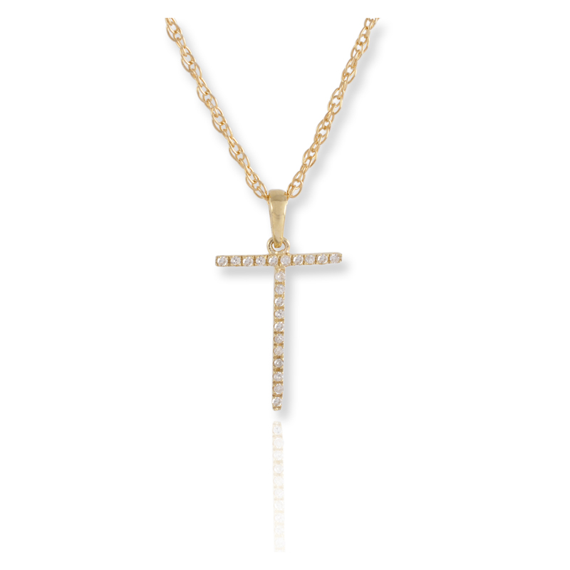 Diamond T Initial Pendant Necklace - (Yellow Gold)