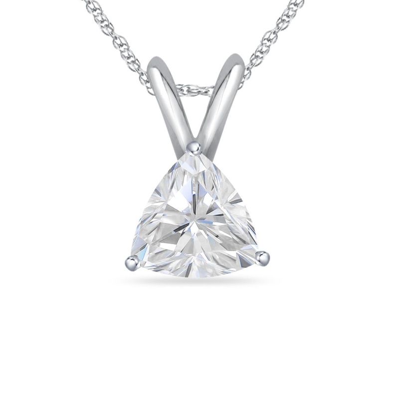 Trillion Pendant with chain in 10K White Gold
