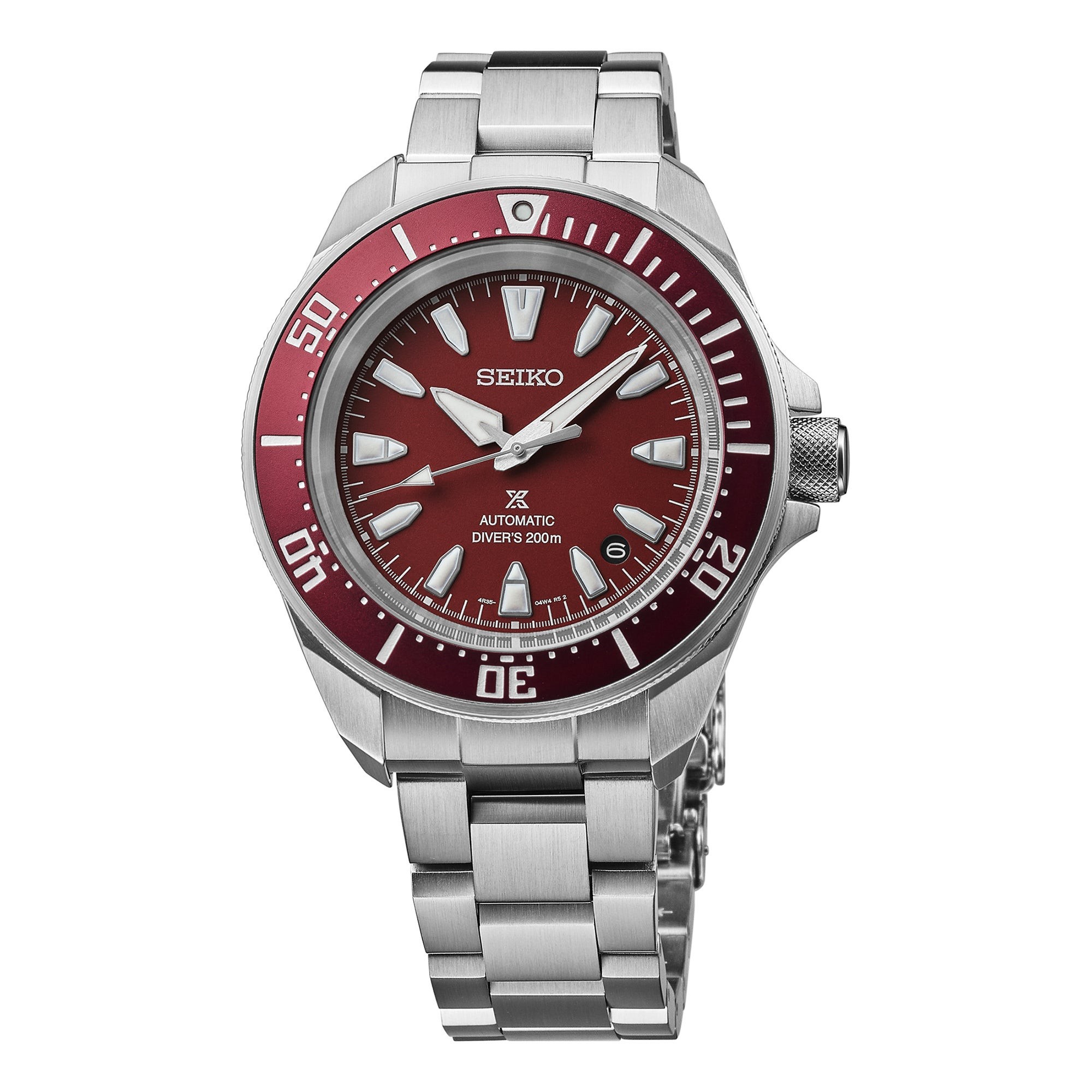 Men's Prospex Diver Sea Automatic Silver-Tone Stainless Steel Watch, Red Dial