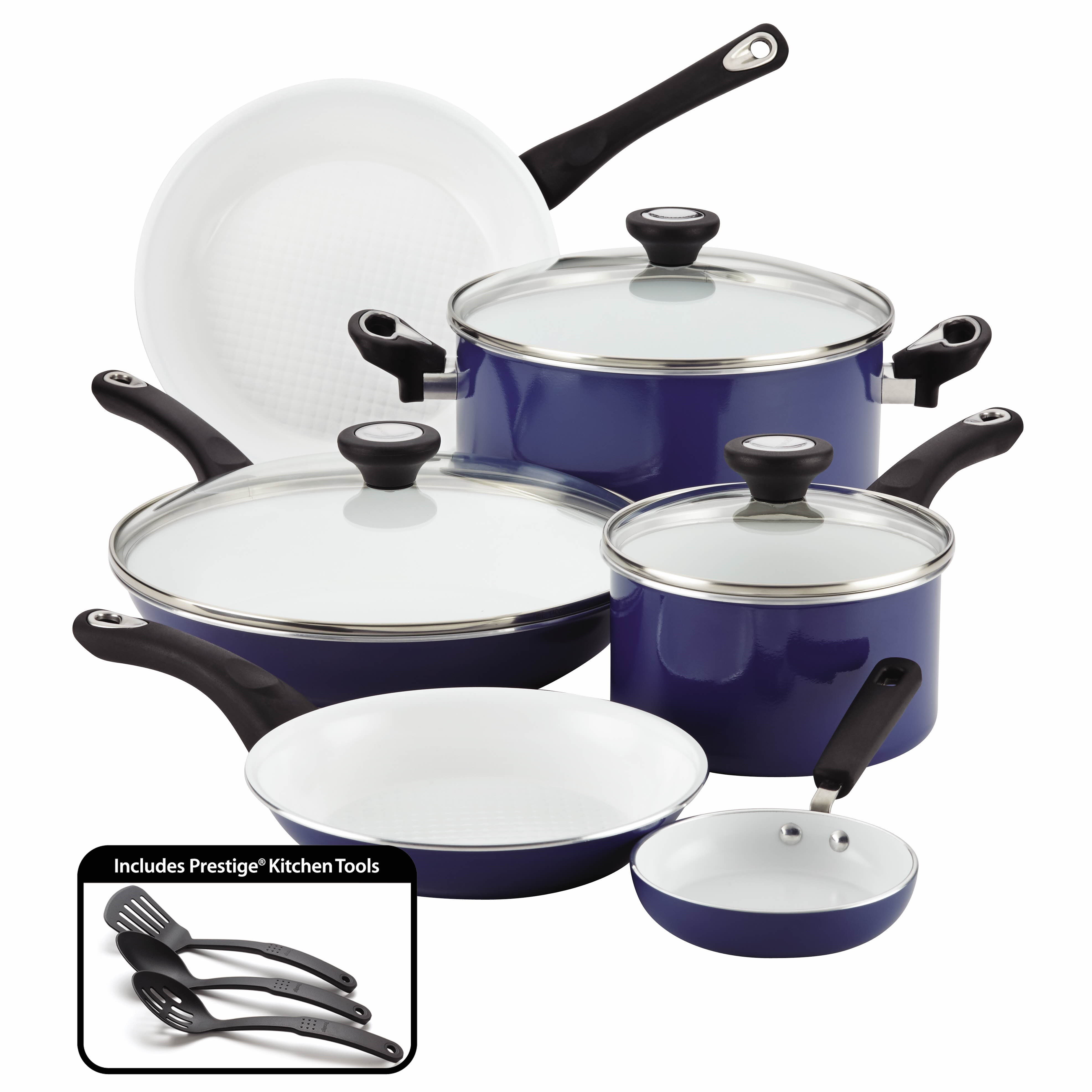 12pc Purecook Ceramic Nonstick Cookware Blue