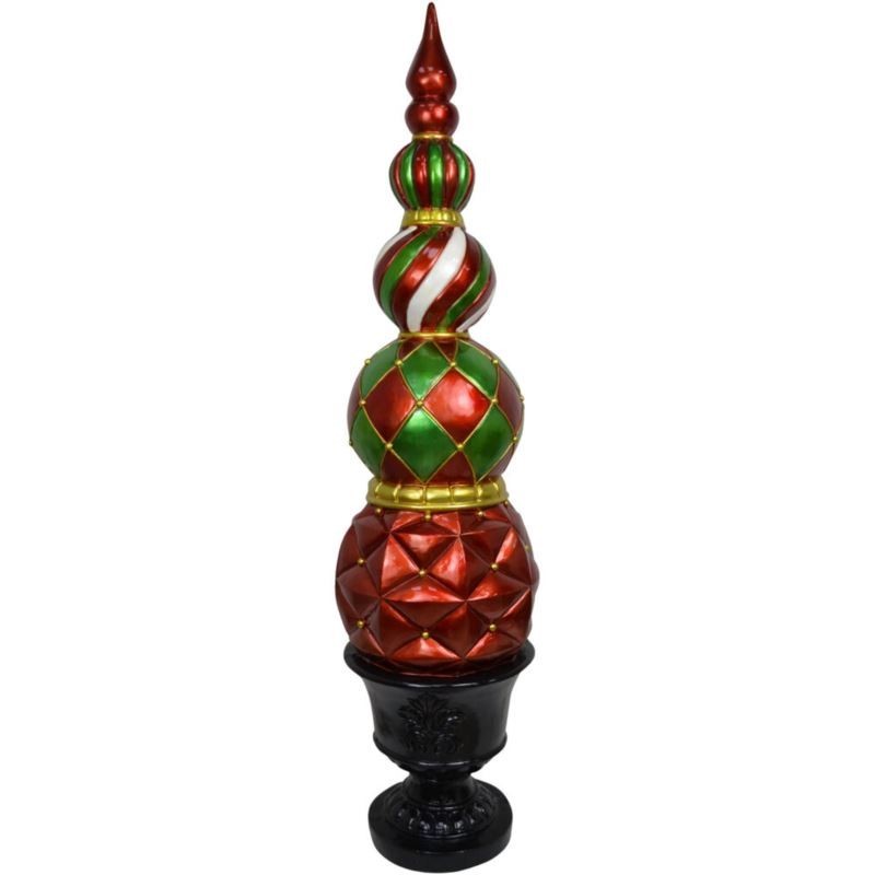 Fraser Hill  50-in. Resin Ball and Finial Topiary in Pedestal Urn