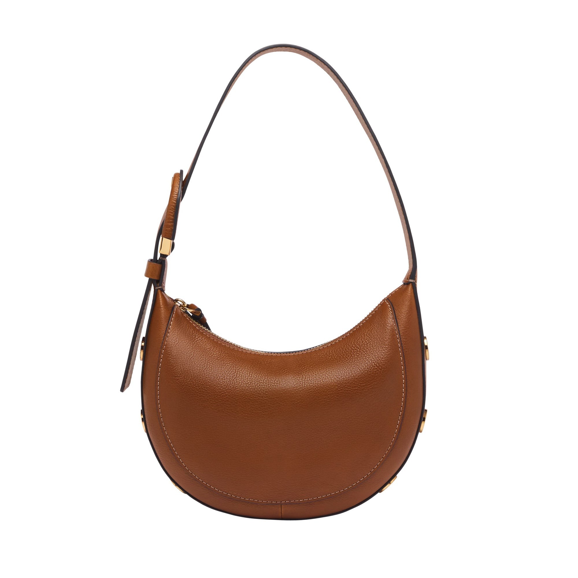 Harwell Small Leather Hobo Crescent Bag Brown
