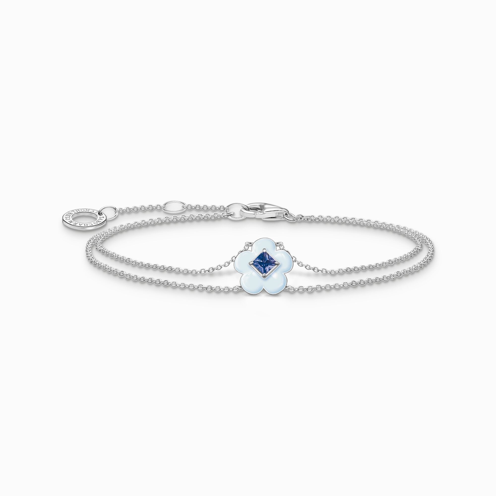 Thomas Sabo Flower Bracelet with Blue Stone-Silver