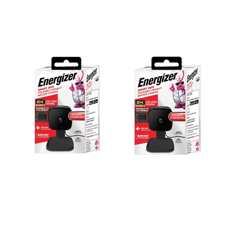 Black Set of 2 Black QHD Wired Indoor Cameras