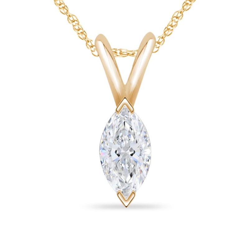 Marquise Pendant with chain in 10K Yellow Gold