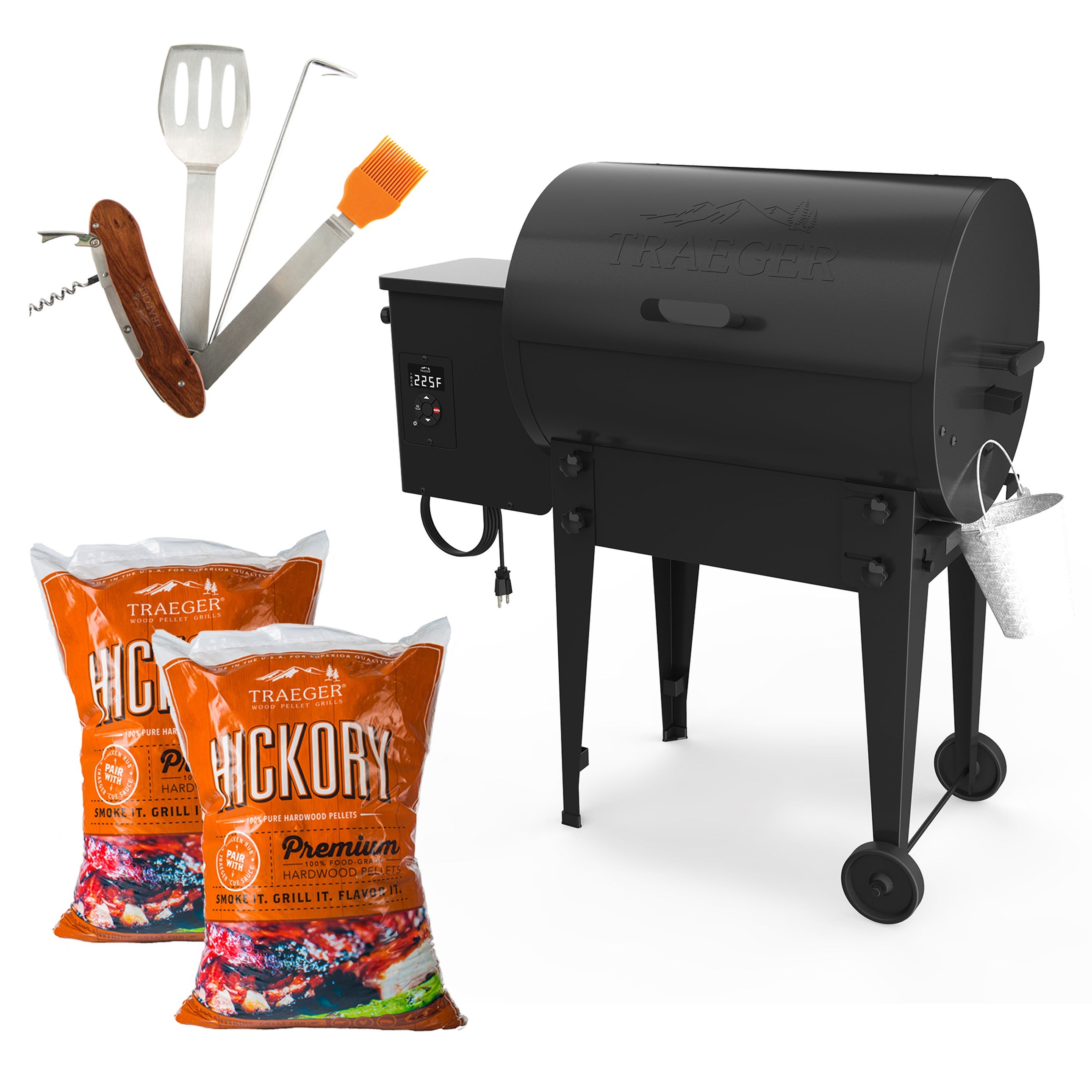 Tailgater Pellet Grill Black w/ Hickory Pellets