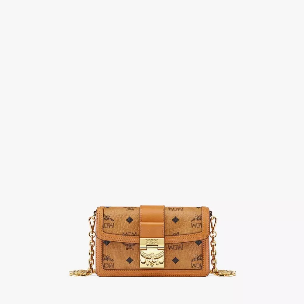 MCM Mini Tracy Crossbody in Visetos - Cognac