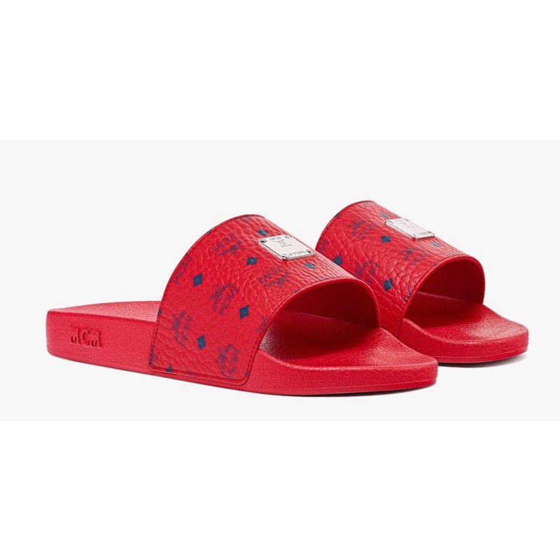 Visetos Monogram Print Rubber Slides Mens size 41 (Red)