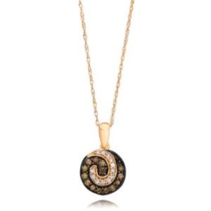 Strawberry Gold Diamond Swirl Pendant Necklace