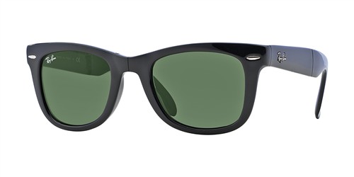 Ray-Ban Wayfarer Folding Sunglasses Black/Green Classic G-15, Size 50 frame Black/Green Classic G-15