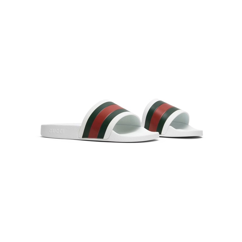 GUCCI MENS SLIDES S(11) WHITE/GREEN/RED