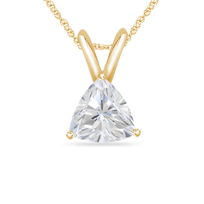 Trillion Pendant with chain in 10K Yellow Gold