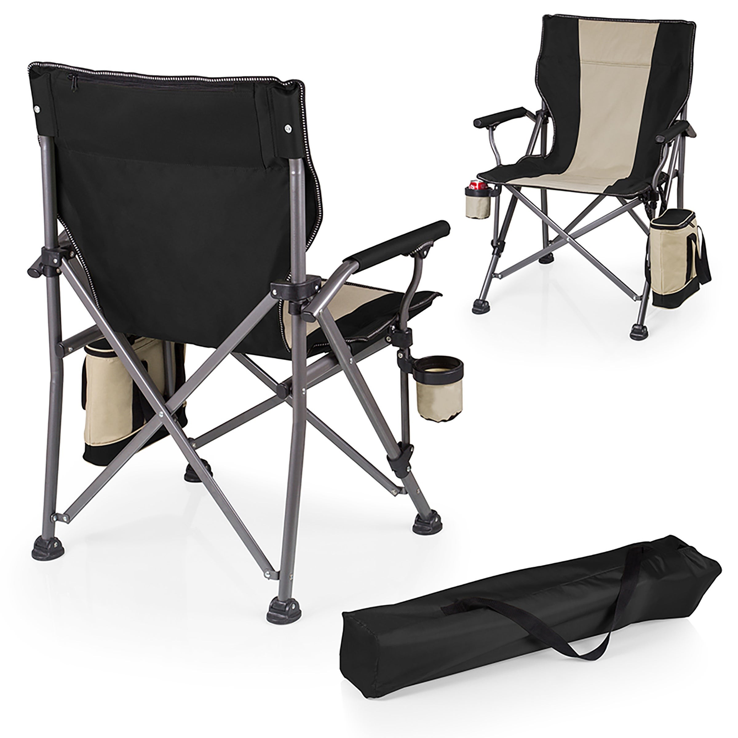 Outlander Folding Camp Chair w/ Cooler Black