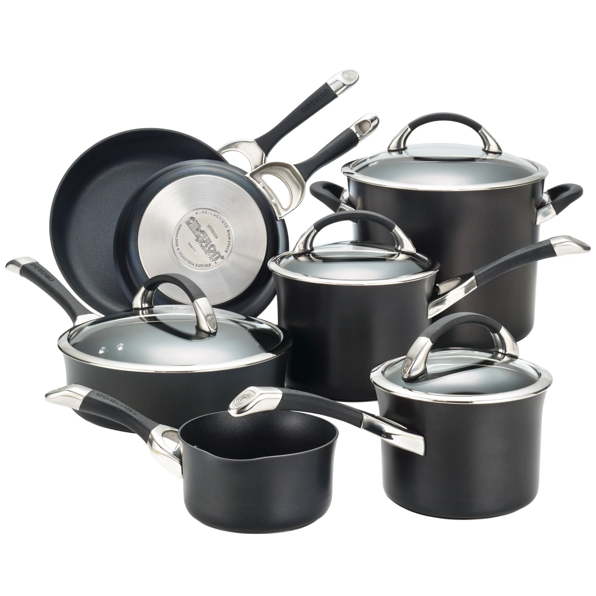 Symmetry 11pc Hard Anodized Nonstick Cookware Set Black