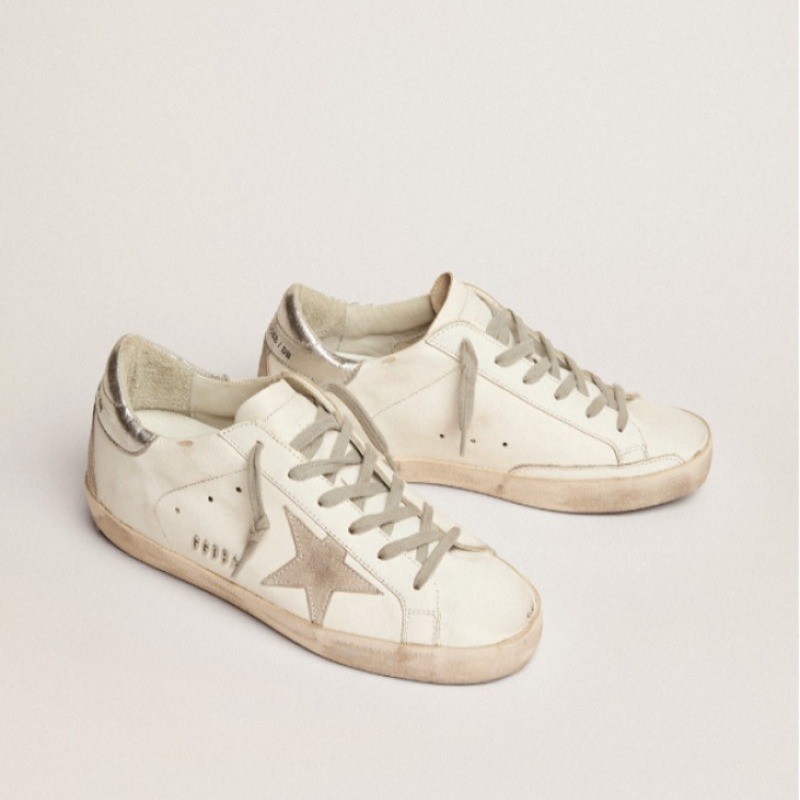 Women's Super-Star with silver heel tab and metal stud lettering sneakers Size 7