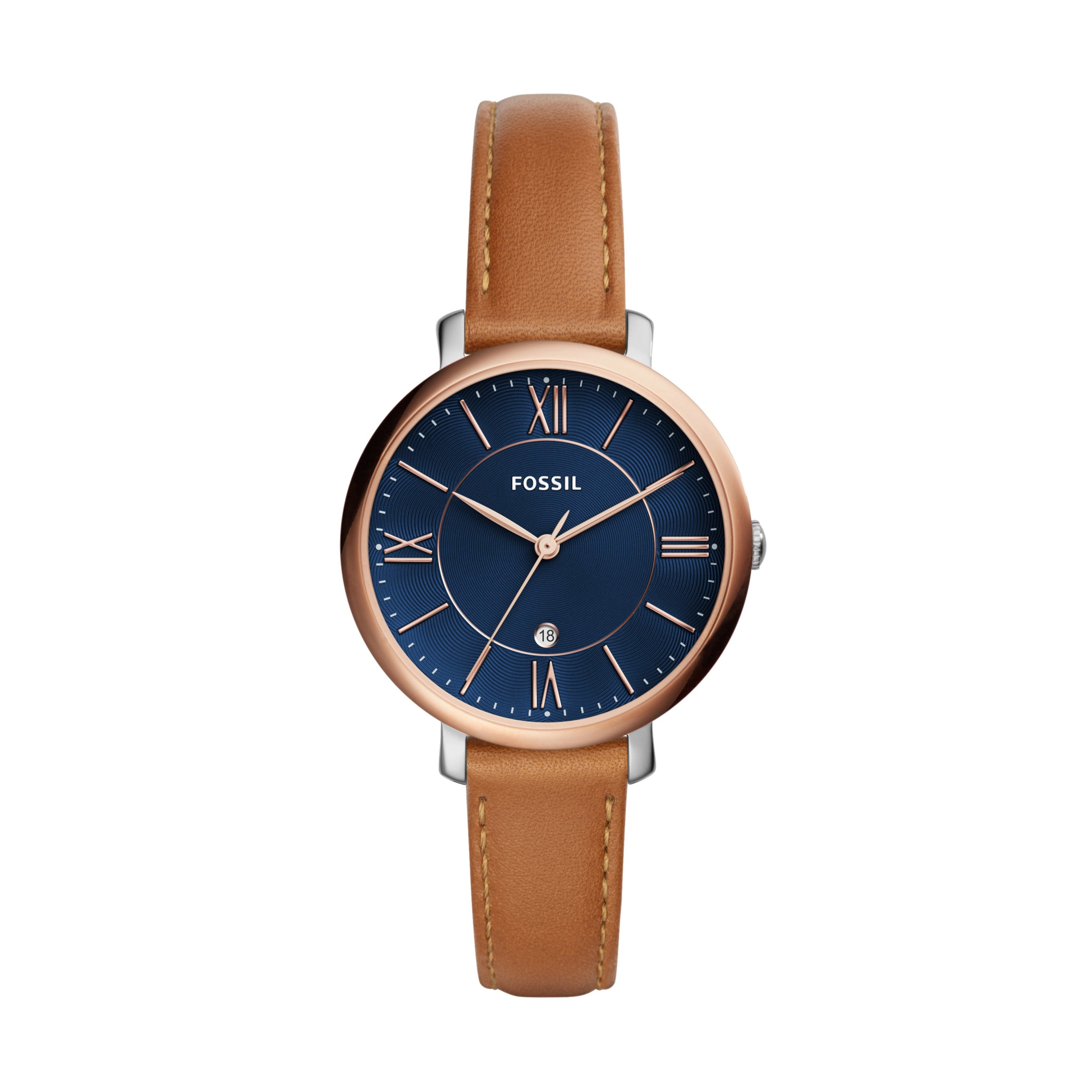 Ladies Jacqueline Brown Leather Stap Watch Blue Dial/Spa