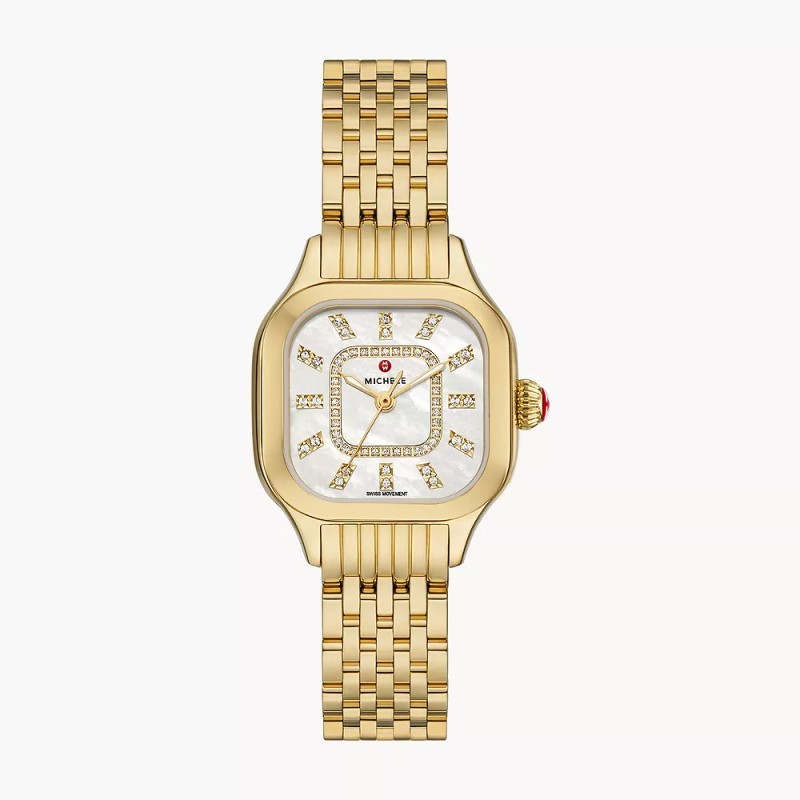 Meggie 18K Gold-Plated Diamond Dial Watch