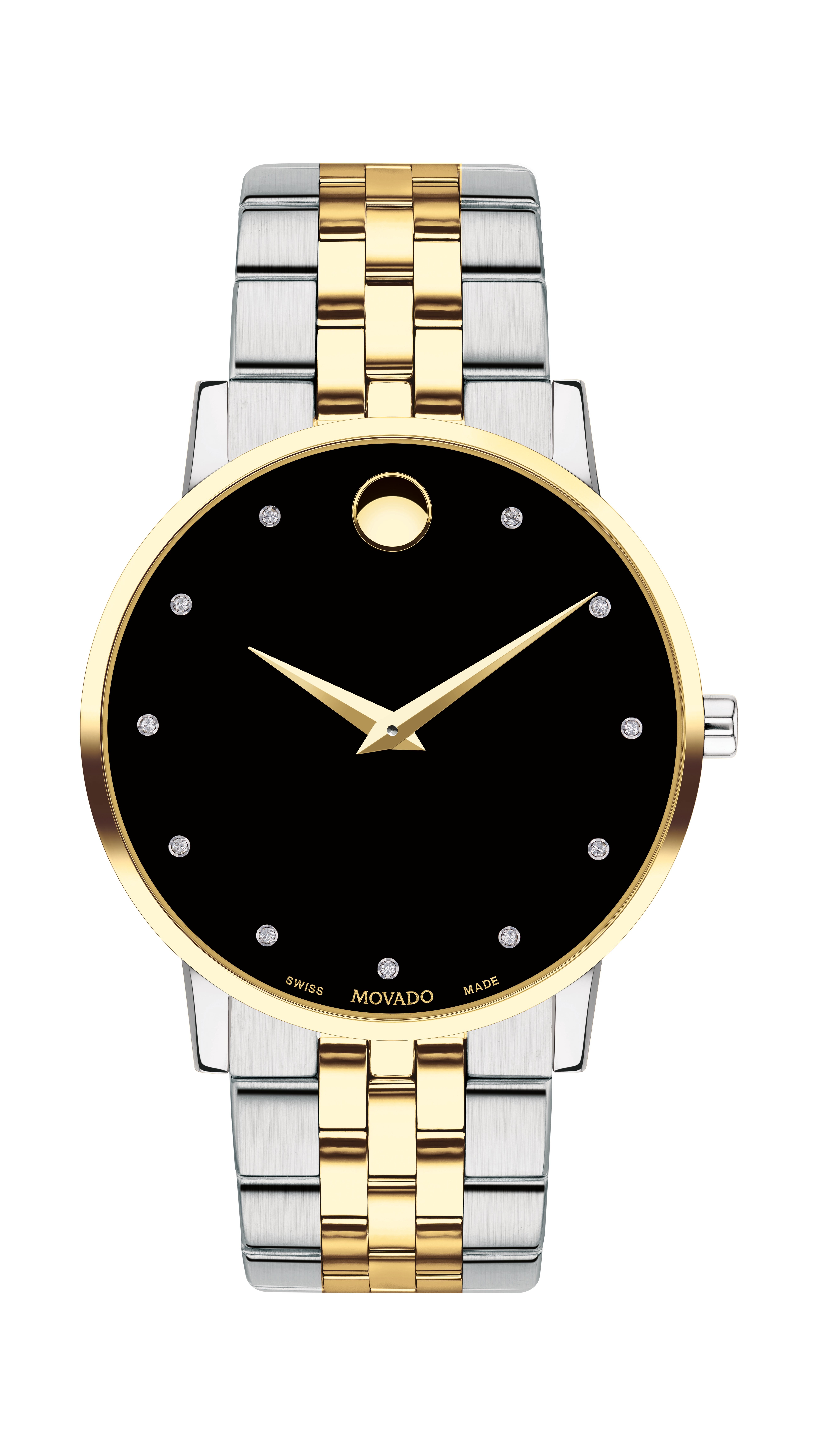 Mens Museum Classic Two-Tone Diamond Marker Watch Black Dial