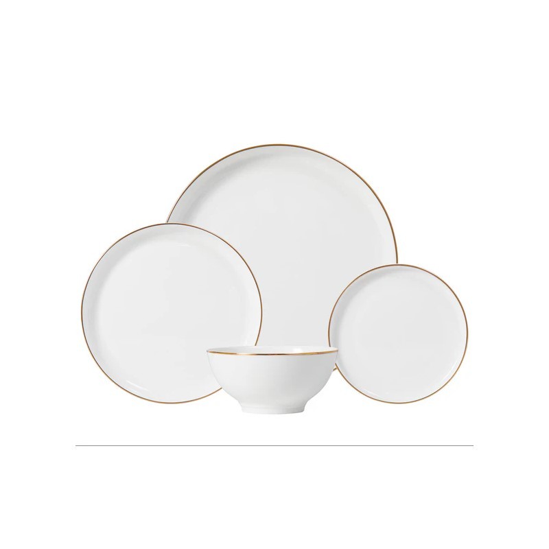 Brentwood Gold Bone C 16Pc Dinnerware Set