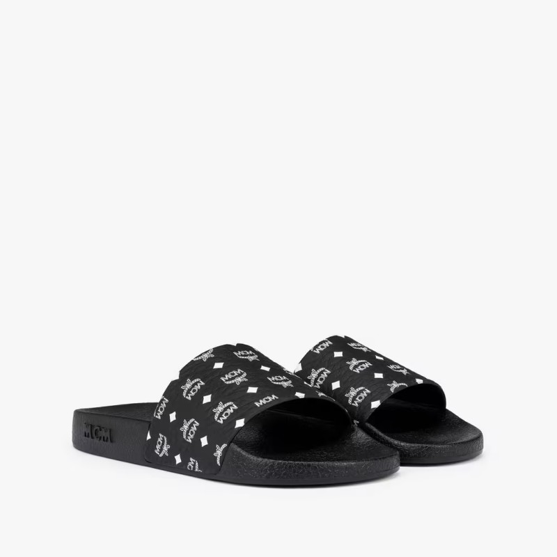 Men Monogram Black Print Slides - Size 42