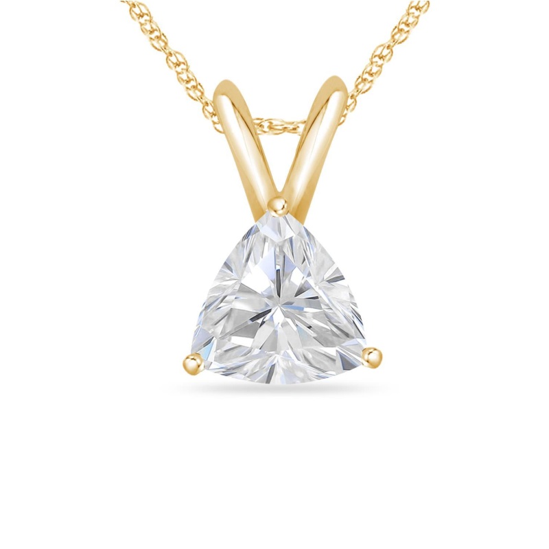 Trillion Pendant with chain in 10K Yellow Gold
