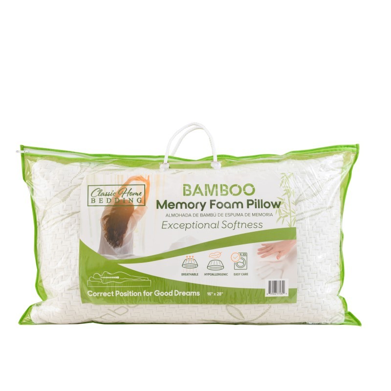 Bamboo Memory Foam Bed Pillow - (36x19)