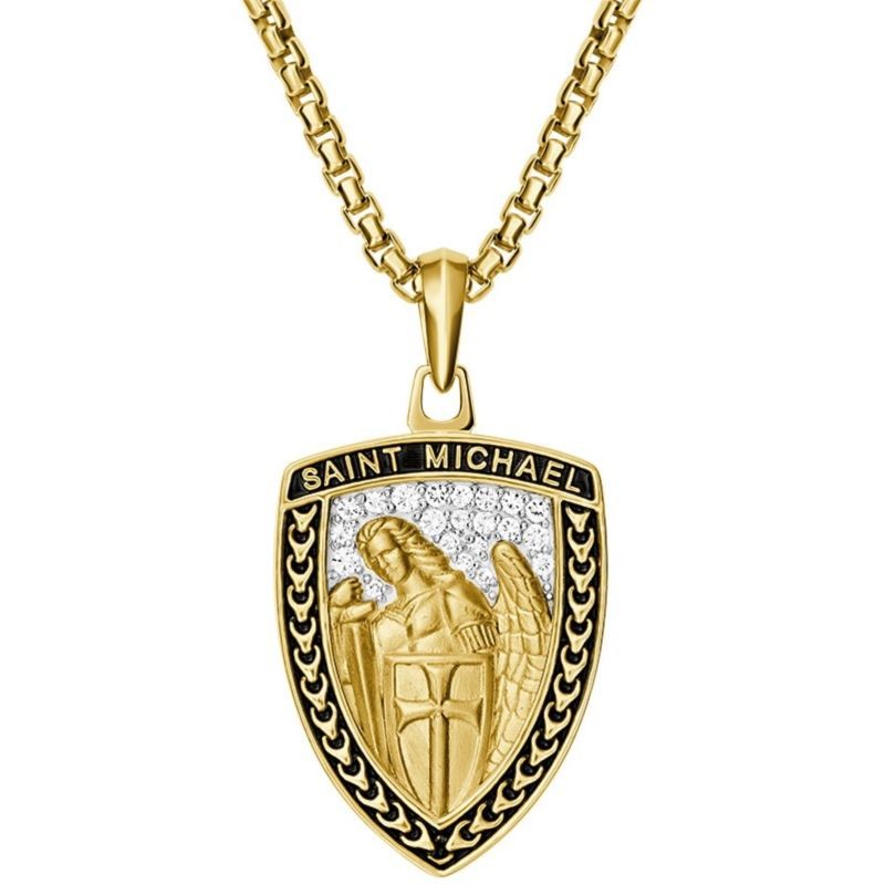 Link Pendant 14K Yellow Gold-Plated Sterling Silver with .16 cttw White Topaz