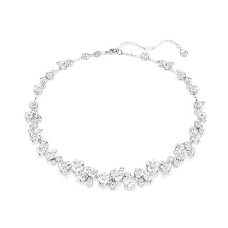 Constella necklace, Round cut, White, Rhodium plated