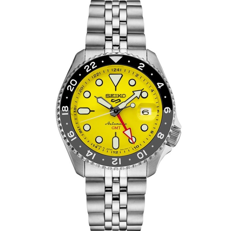 Mens 5 Sports SS Automatic Yellow Dial Watch