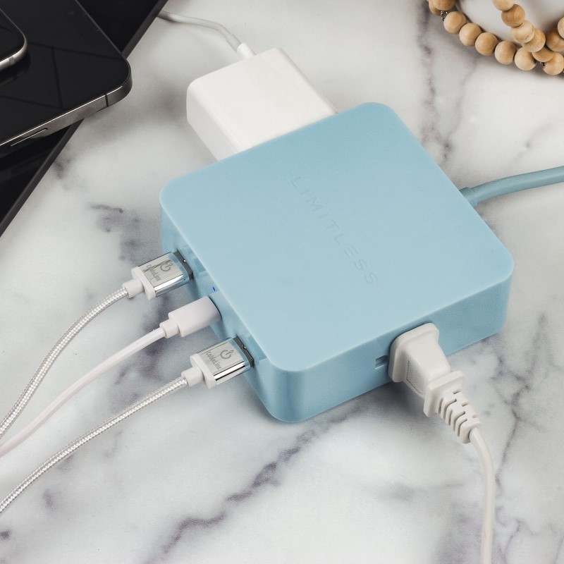 5-Port Charger with AC Output - (Light Blue)