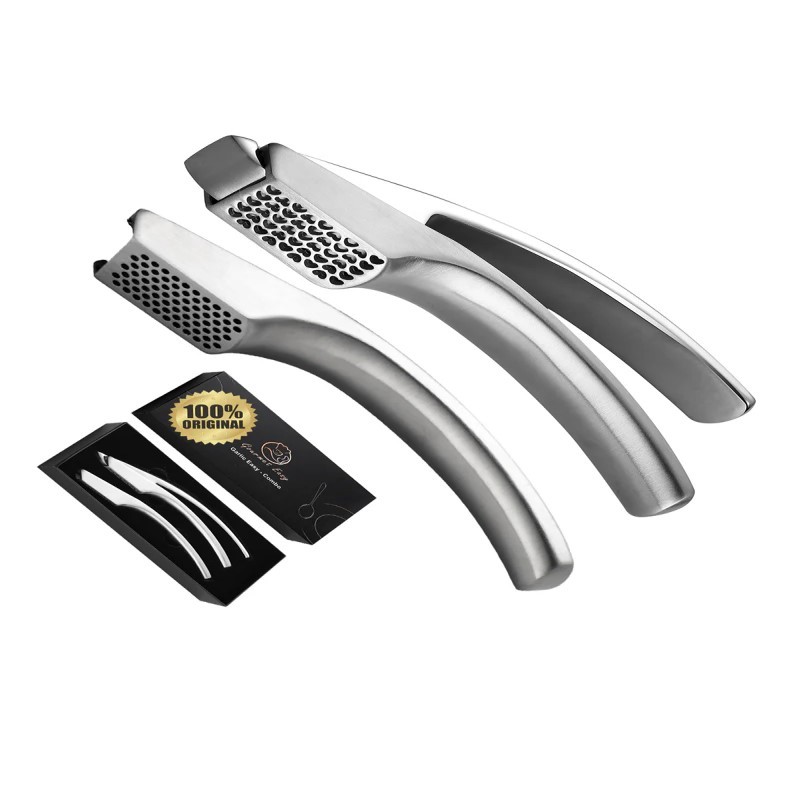 SS Garlic Press with Two Detachable Handles-Fine & Coarse - (Silver)