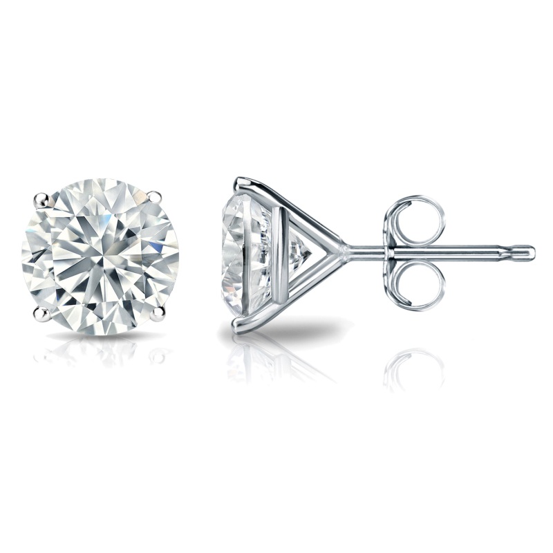 4 Prong Martini Set Stud Earrings in Rhodium Plating