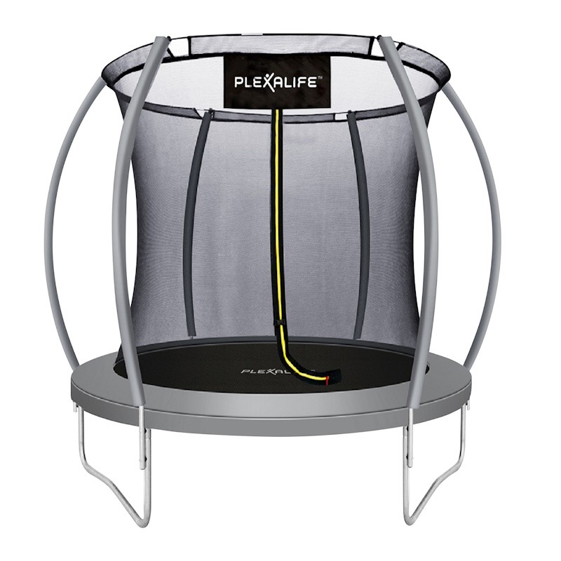 Plexalife Pumpkin Shaped Outdoor Trampoline Set with Safety Enclosure 8 FT in Grey