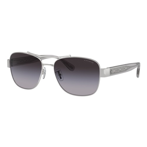 Coach Womens HC7161 Sunglasses Shiny Silver/Grey Gradient, Size 56 frame Shiny Silver/Grey Gradient