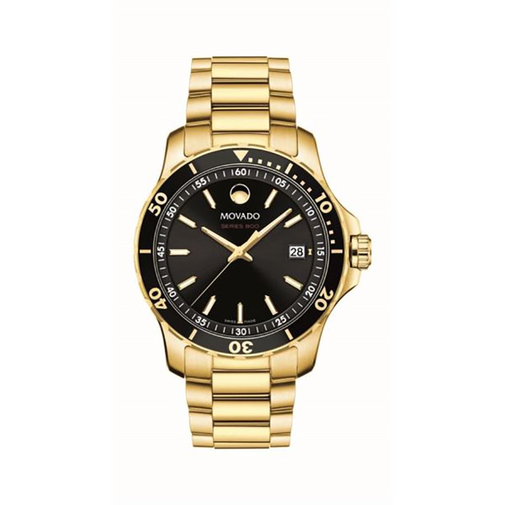 Mens Series 800 Yellow Gold PVD Stainless Steel Watch Black Dial