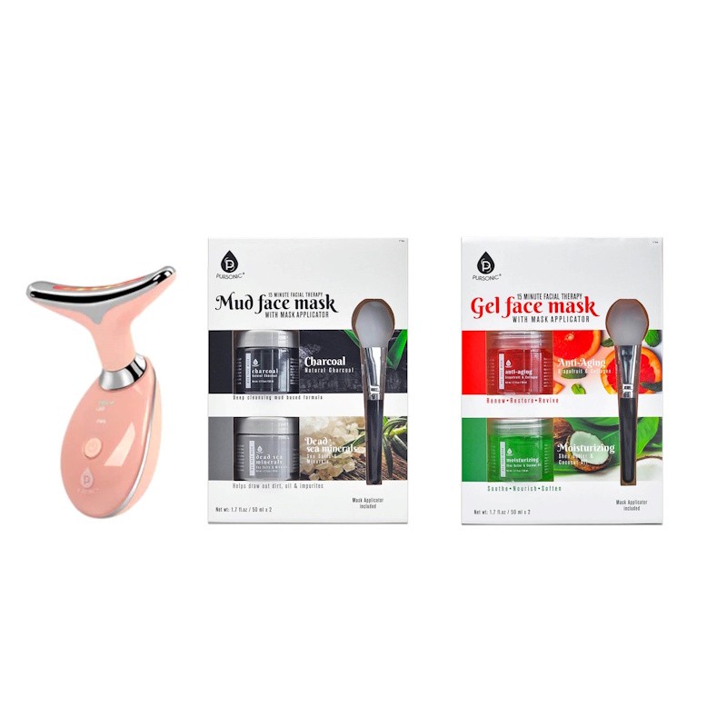 7-in-1 LED Light Therapy Beauty Device with Mud & Gel Face Masks