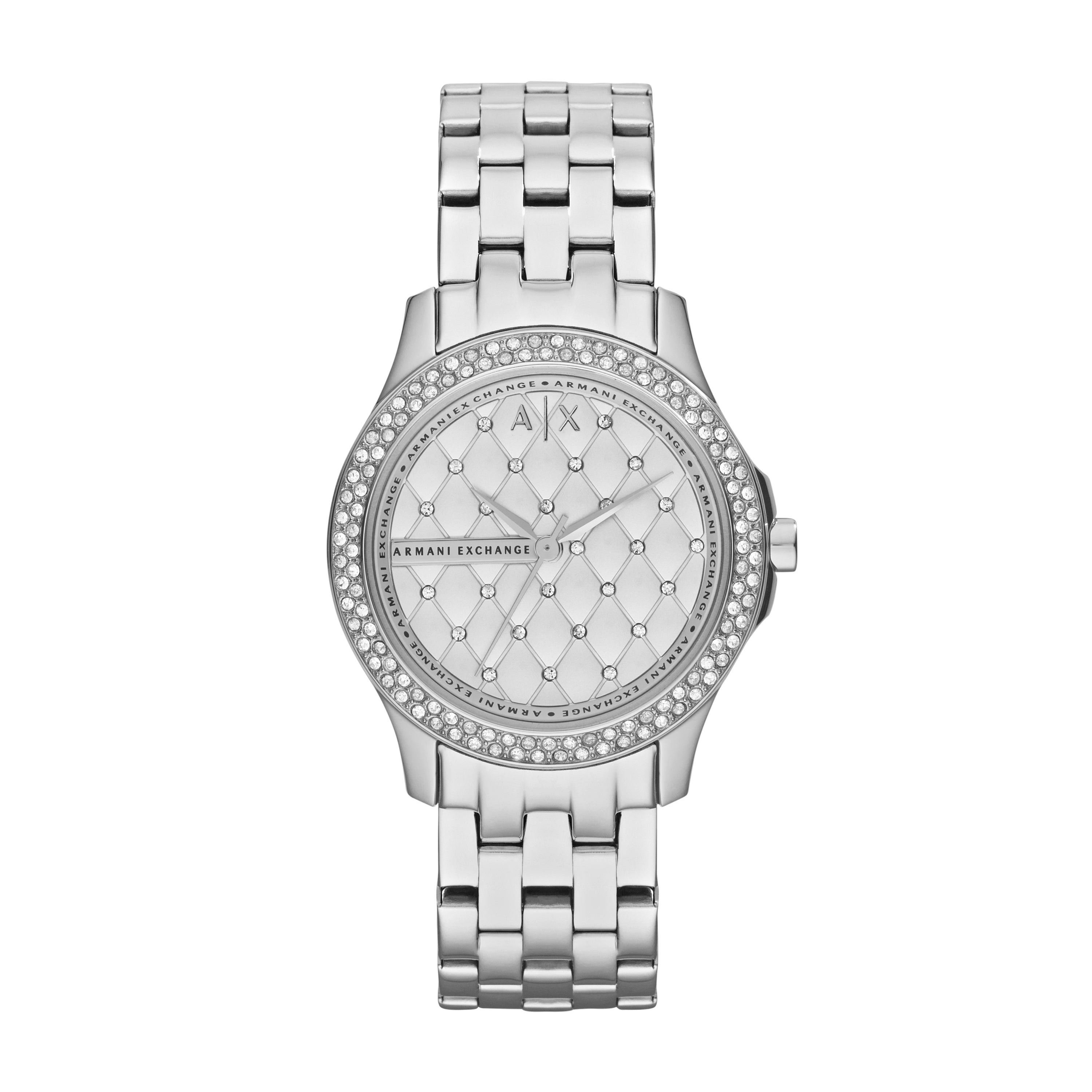 Lady Hampton Silver-Tone Stainles Steel Crystal Watch Silver Crystal Dial