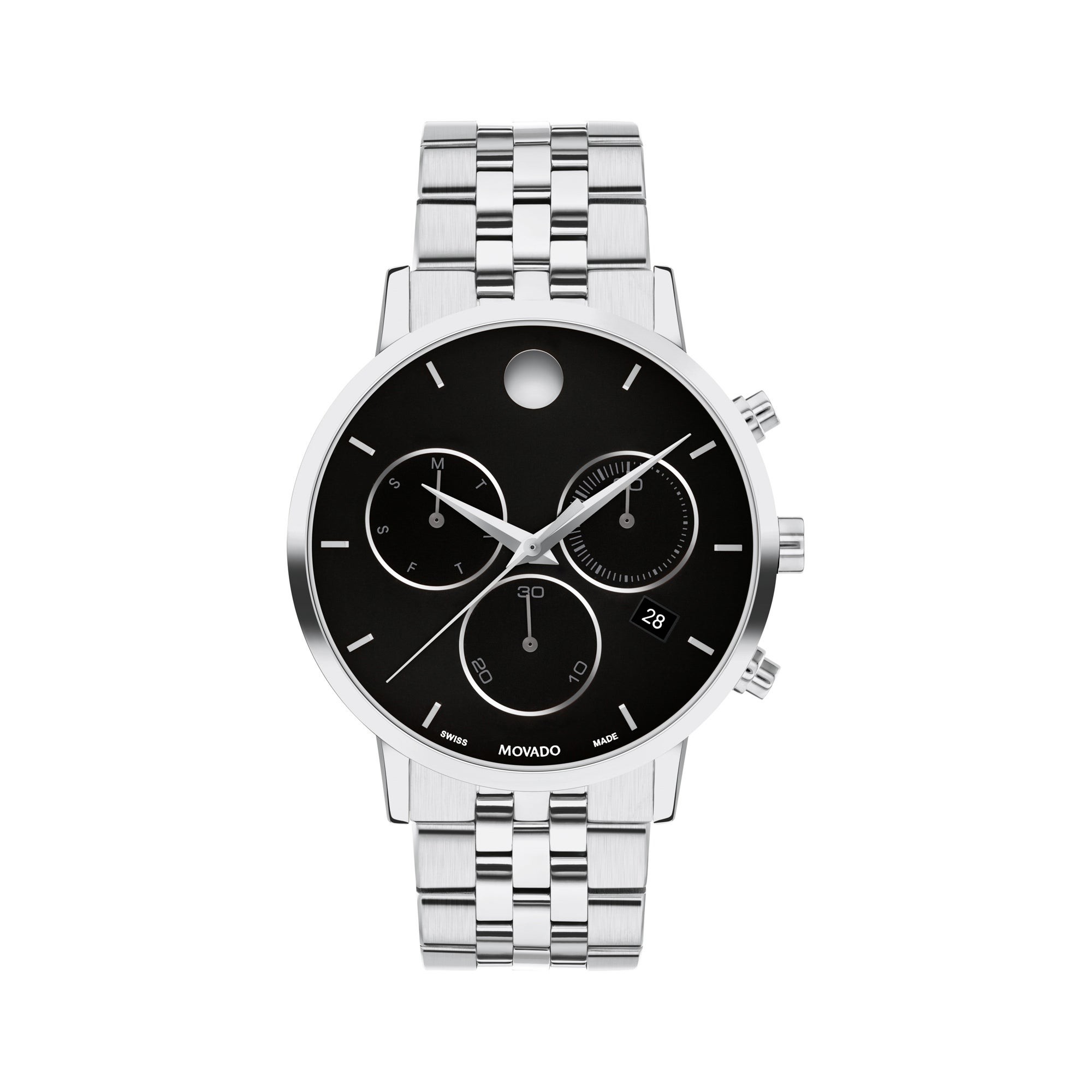 Men's Museum Classic Chronograph Silver-Tone Stainless Steel Watch, Black Dial