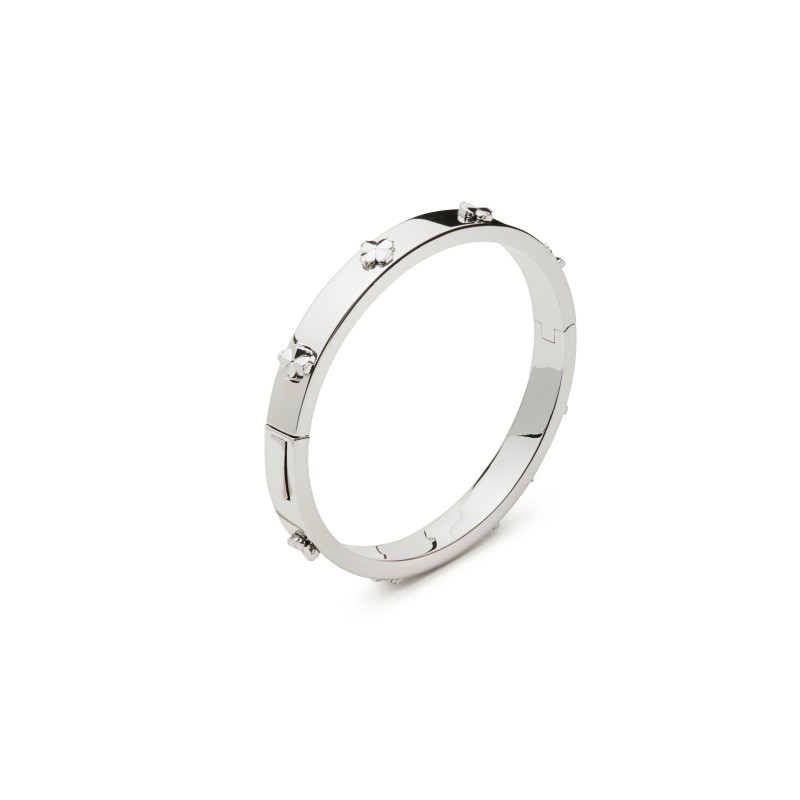 Spade Flower hinged bangle Silver