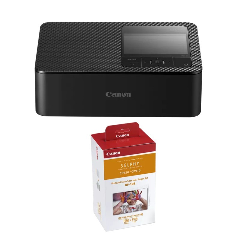 SELPHY CP1500 Wireless Compact Photo Printer - Black with 108 Sheet Paper