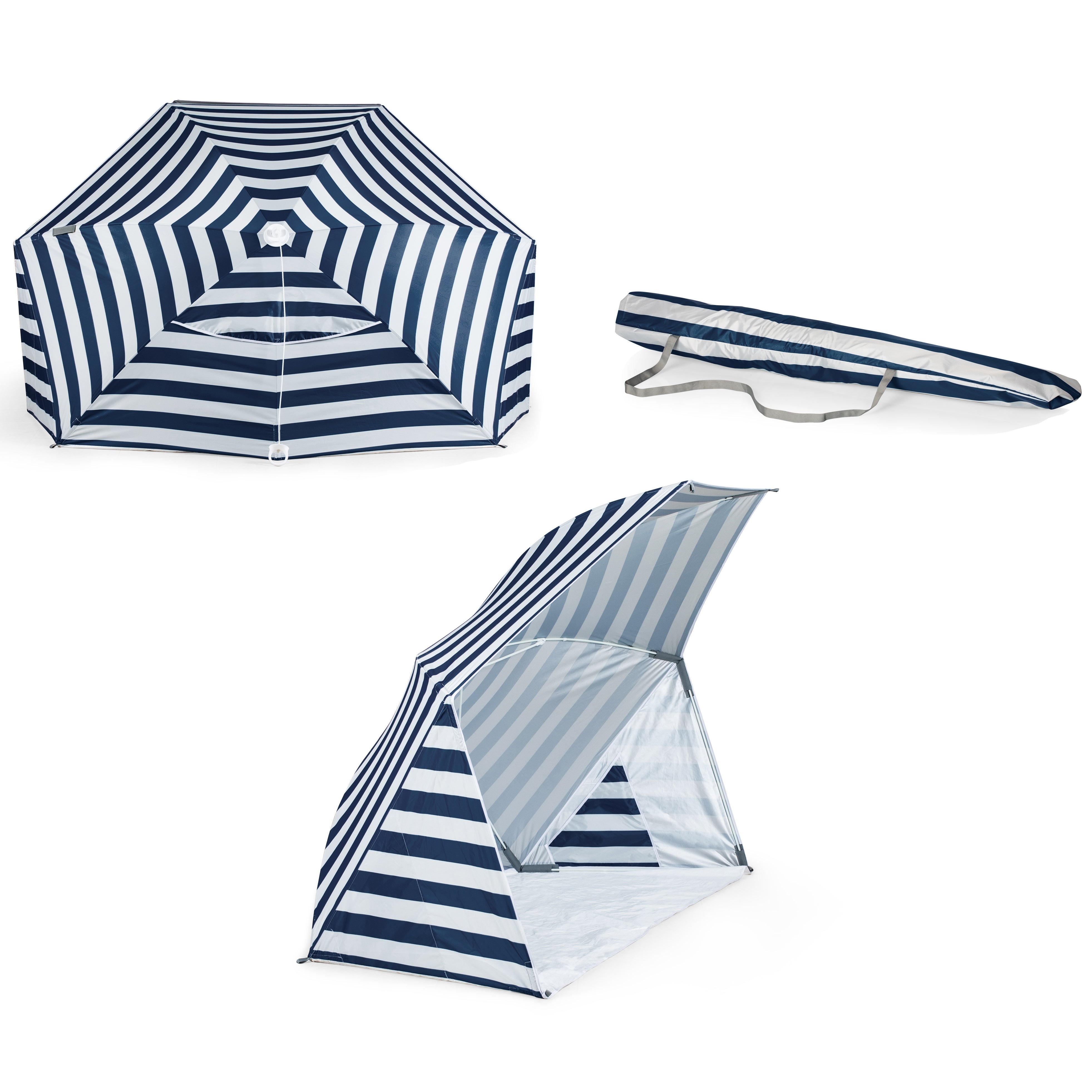 Brolly Beach Umbrella Tent Blue/White Stripes
