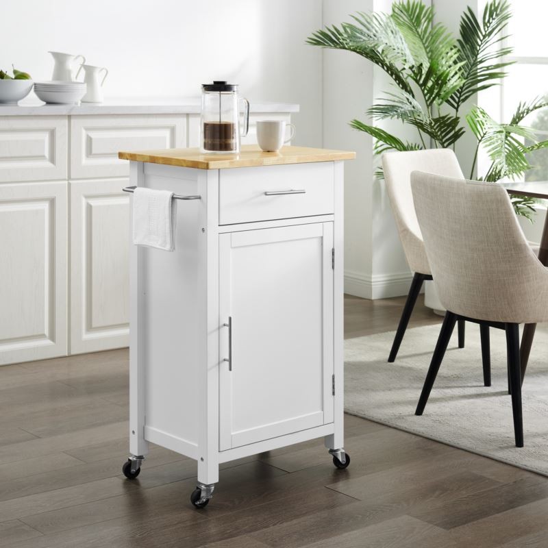 Savannah Wood Top Compact Kitchen Island/Cart