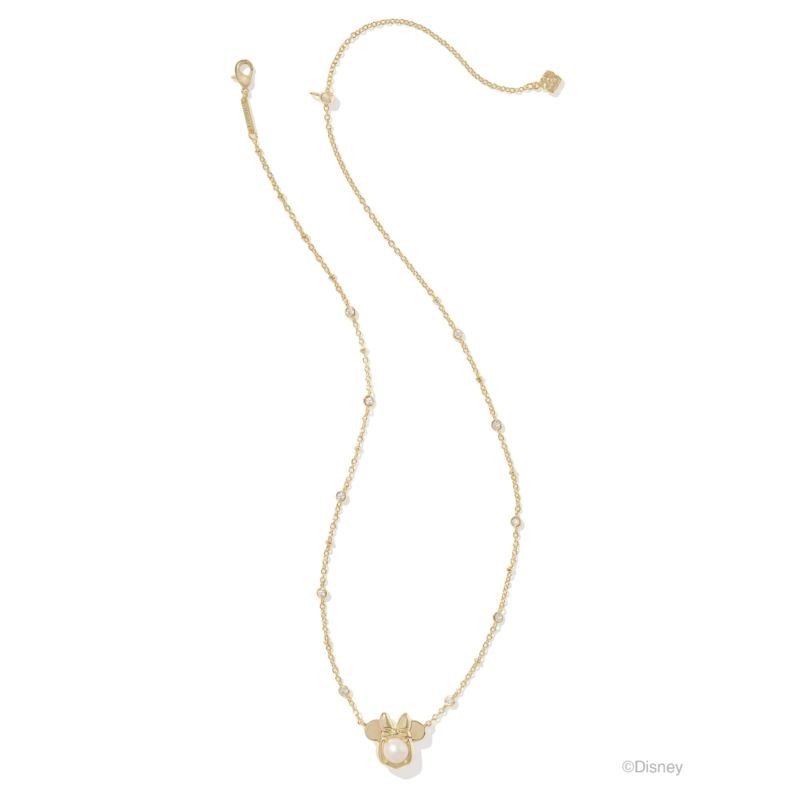 Disney Gold Minnie Mouse Short Pendant Necklace in Freshwater Cultured Pearl