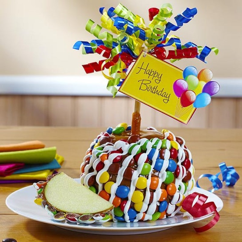 Happy Birthday Caramel Apple with Candies