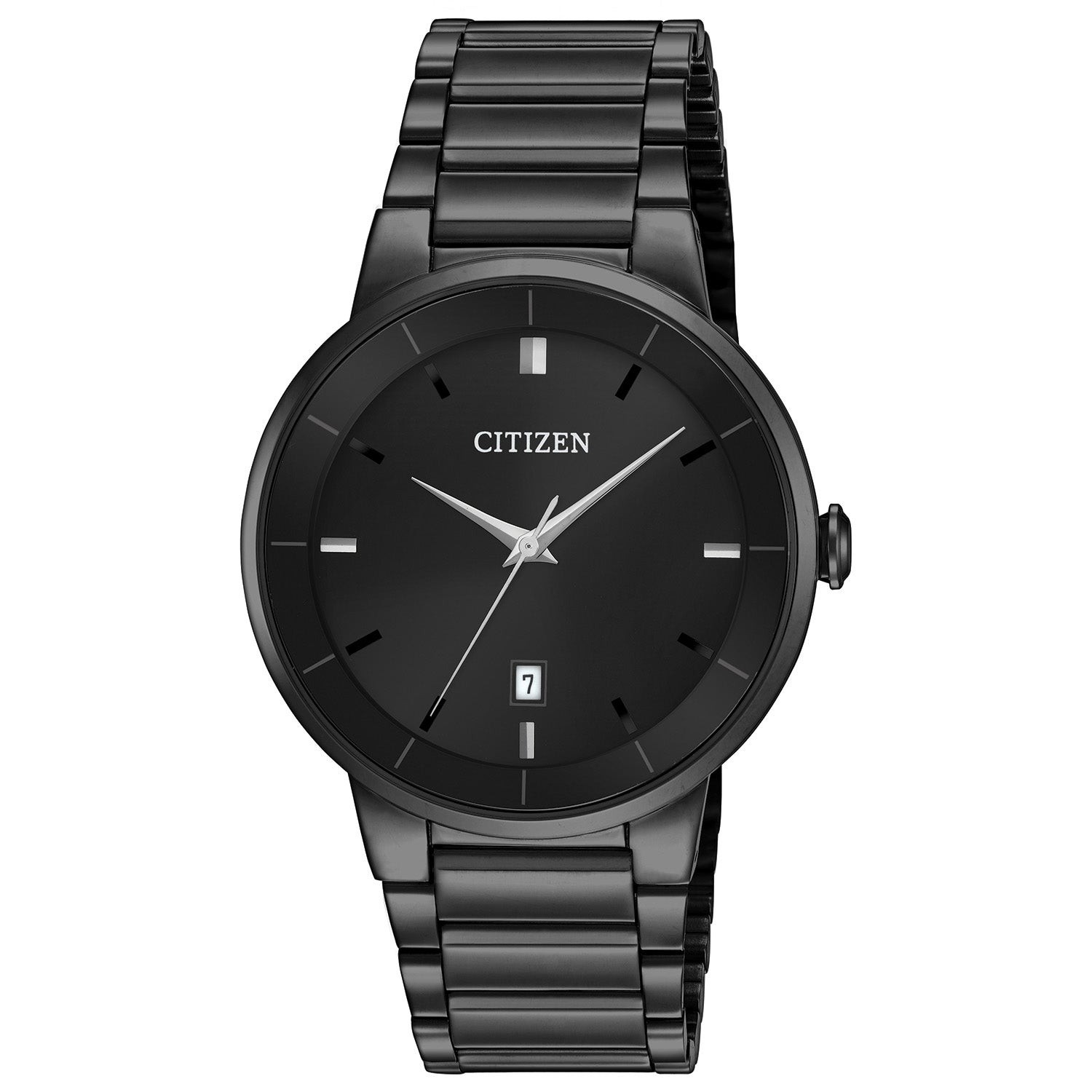 Mens Black Ion-Plated Stainless Steel Watch Black Dial