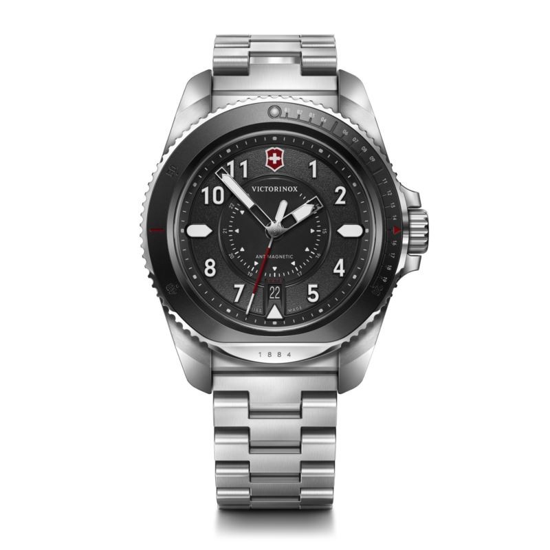 Journey 1884 Silver-Tone Stainless Steel Watch Black Dial - Mens