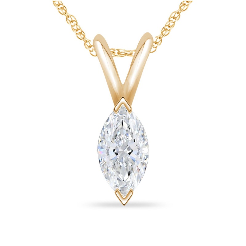 Marquise Pendant with chain in 10K Yellow Gold