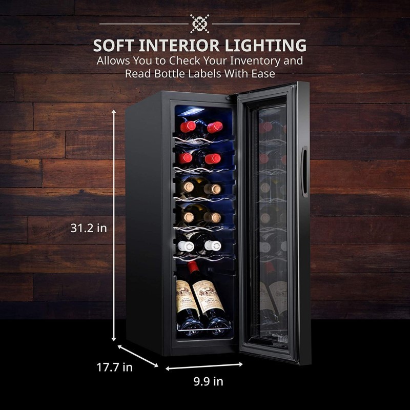 12 Bottle Compressor Wine Refrigerator, Freestanding Wine Cooler with Lock, Black