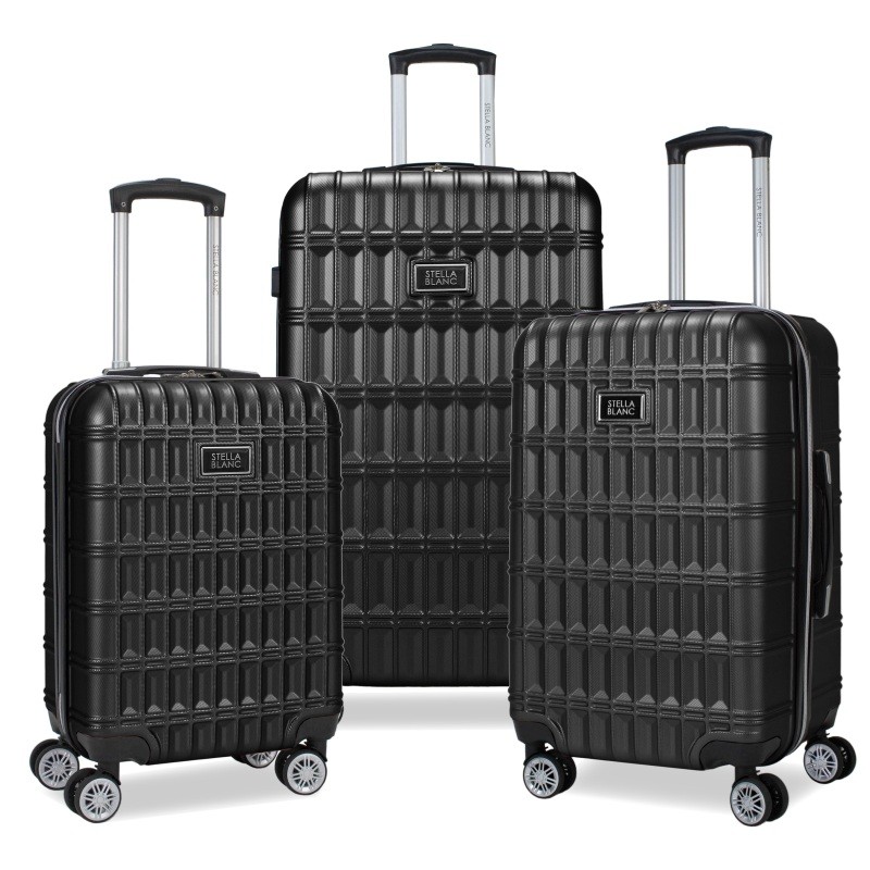 Winslow 3-Piece Hardside Trunk Spinner Luggage Set, Black